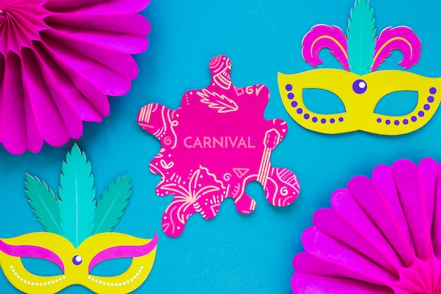 Brazilian carnival cut-out with masks