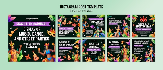 PSD brazilian carnival instagram posts