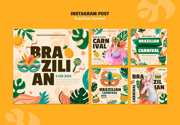 PSD brazilian carnival  instagram posts