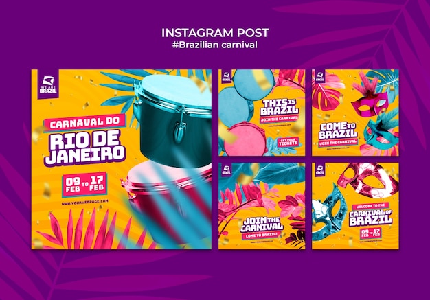 PSD post su instagram del carnevale brasiliano