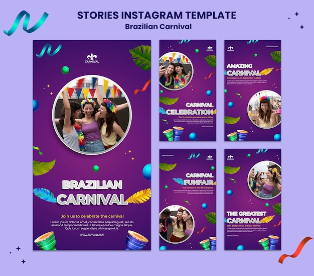 PSD storie di instagram del carnevale brasiliano