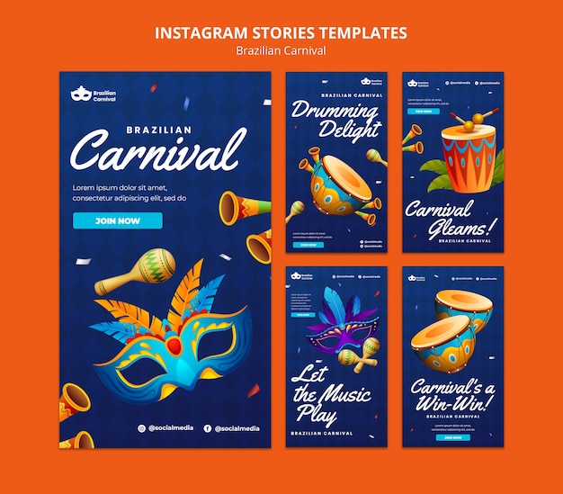 PSD storie di instagram del carnevale brasiliano