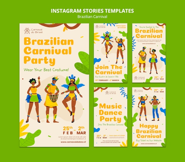 PSD brazilian carnival party instagram stories