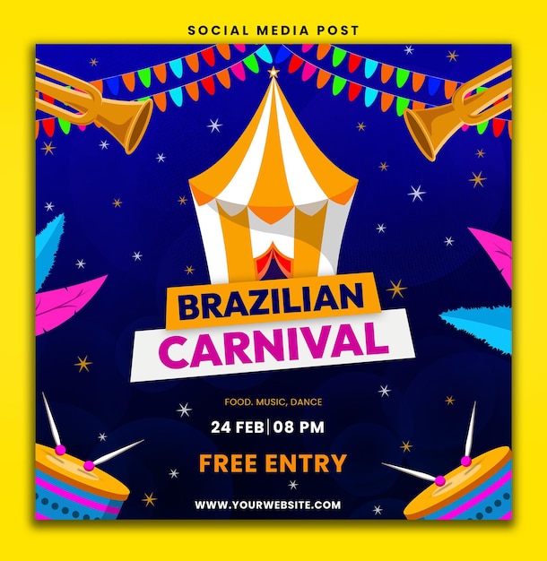 Brazilian Carnival Social Media Post Flyer