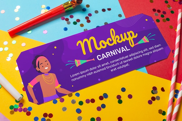 PSD brazilian carnival ticket mockup