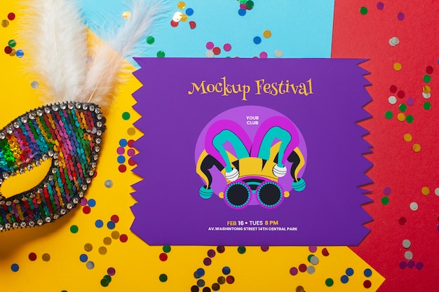 PSD brazilian carnival ticket mockup