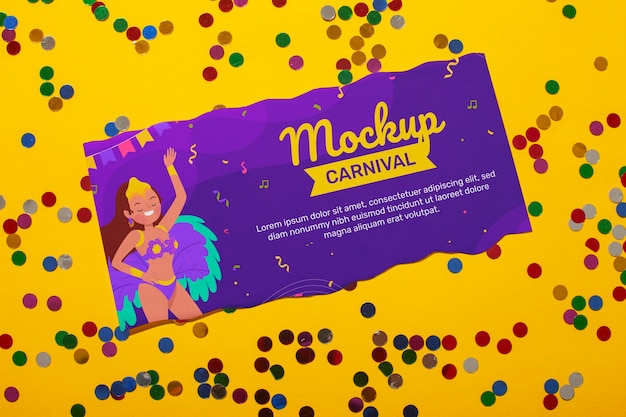 PSD brazilian carnival ticket mockup