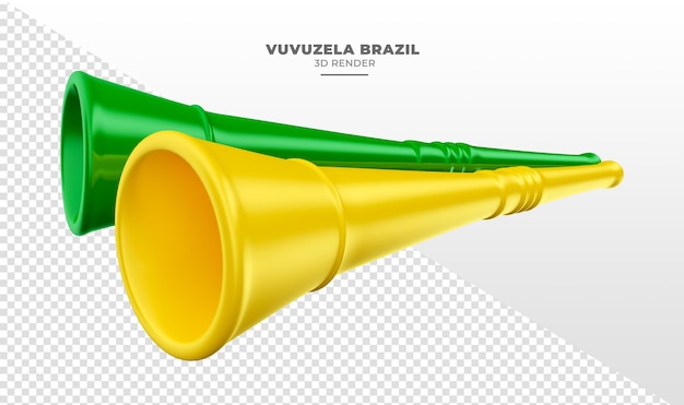 PSD la tromba brasiliana di calcio piatto vuvuzela ha isolato il rendering 3d