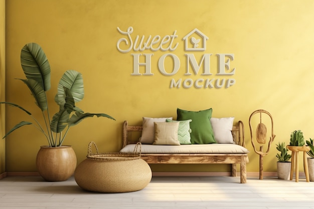 PSD brazilian folklore interior design mockup