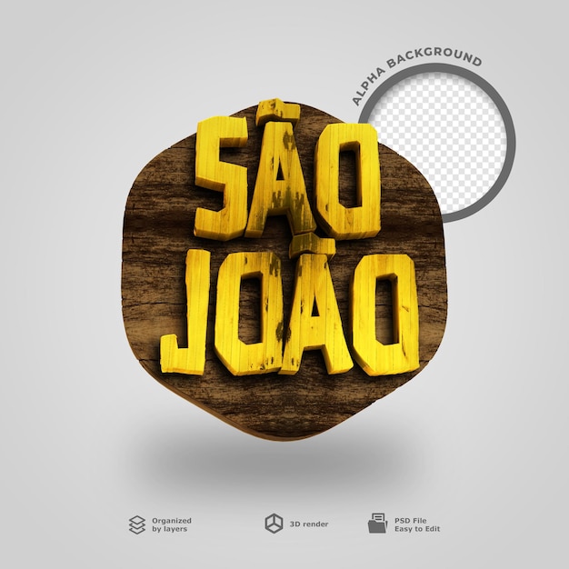 PSD brazilian label sao joao 3d title for composition