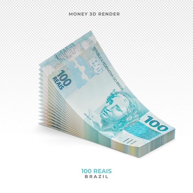 PSD brazilian money 100 reais 3d render