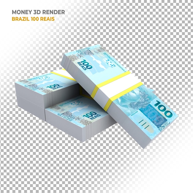 Brazilian money 100 reais 3d render