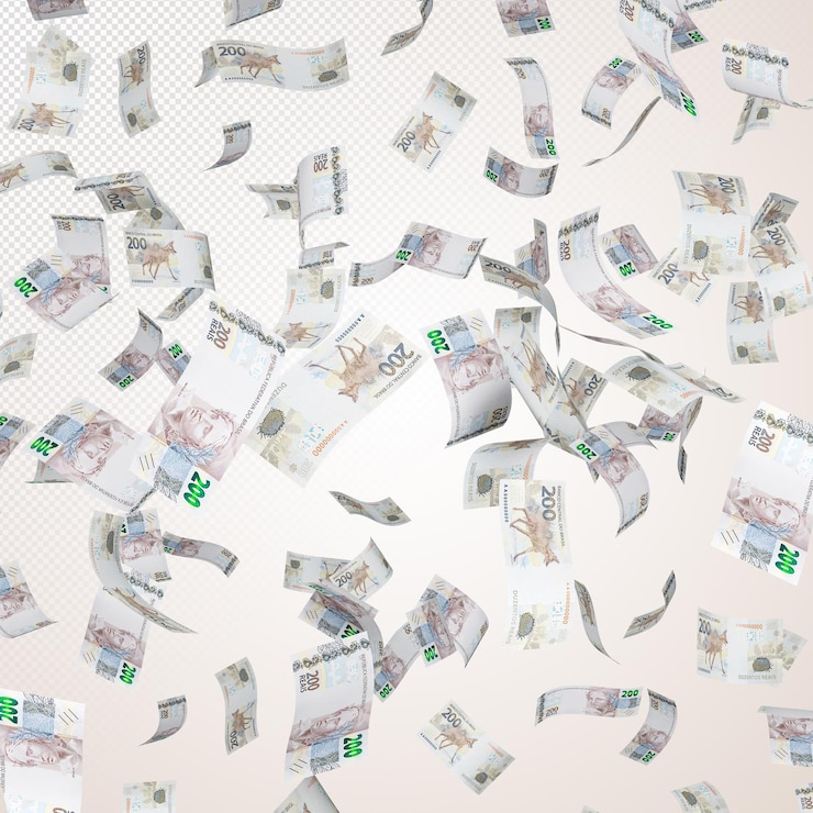 PSD brazilian money with 200 reais banknote 3d render