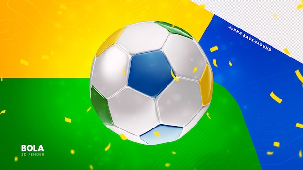 PSD brazilian soccer ball isolated 3d illustration