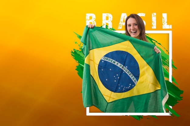 Brazilian woman fan celebrating