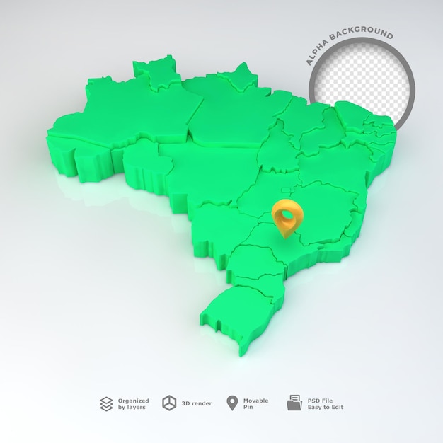 Brazilië kaart 3d render