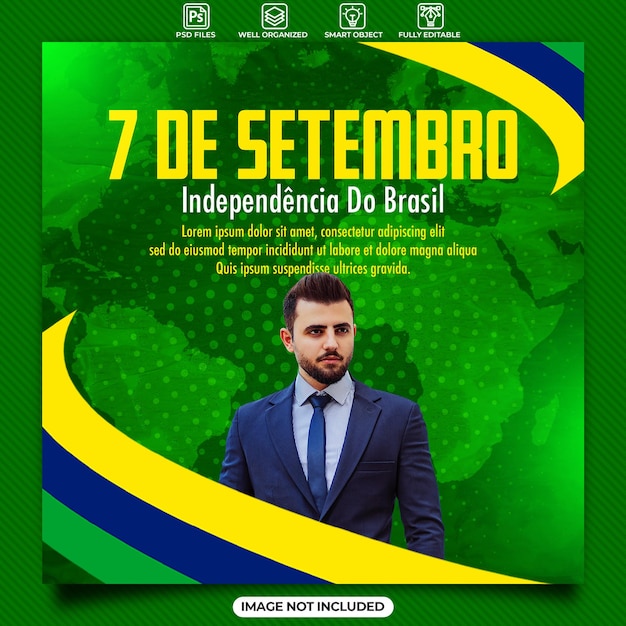 PSD brazilië onafhankelijkheidsdag poster sjabloon