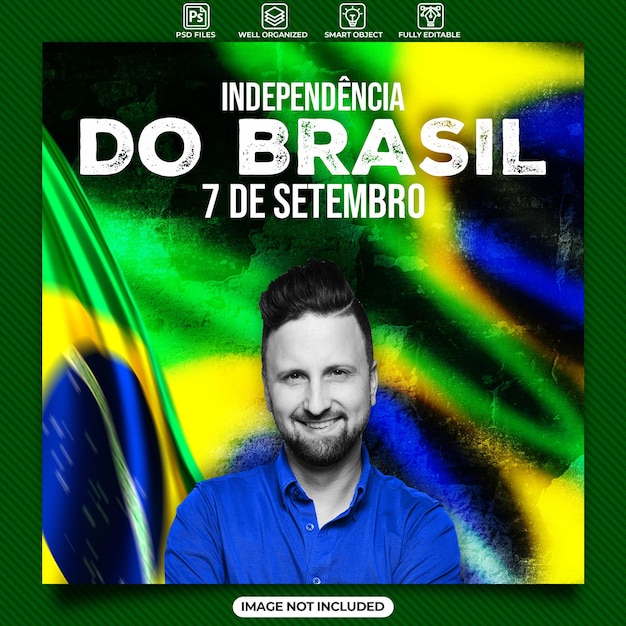 PSD brazilië onafhankelijkheidsdag social media post-sjabloon