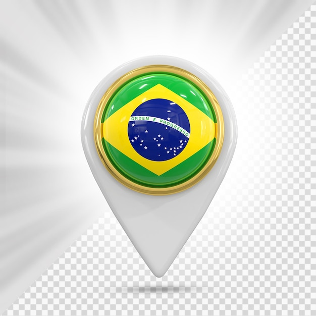 PSD brazilië vlag pin kaart 3d