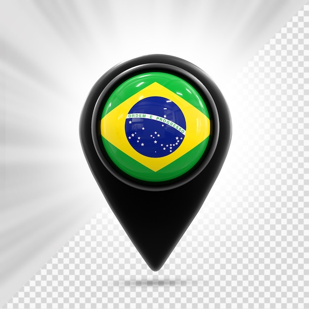 Brazilië vlag pin kaart 3d