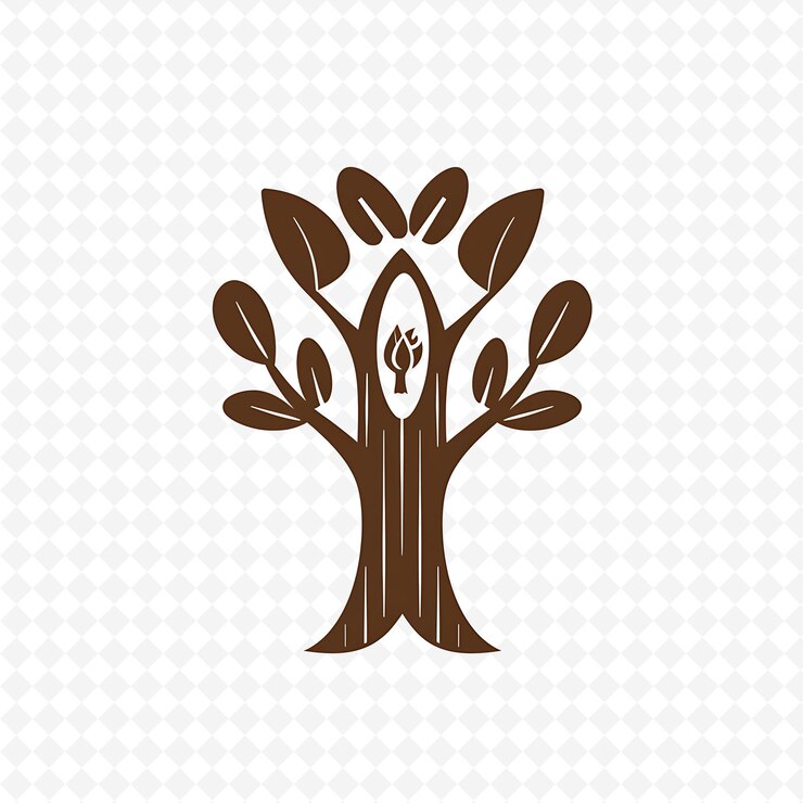 PSD brazilwood z drewnianą ikoną drzewo z czerwonawym logo heartwood kreatywne projekty ikon kultury brazylii