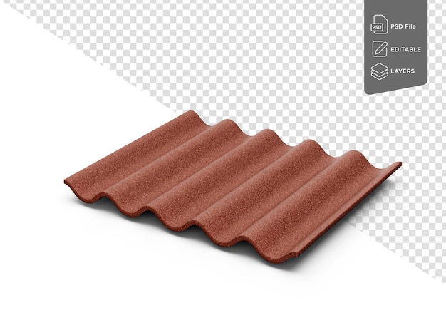 Brązowa blacha cementowa z azbestu do pokrycia dachu na białym tle Ilustracja 3d