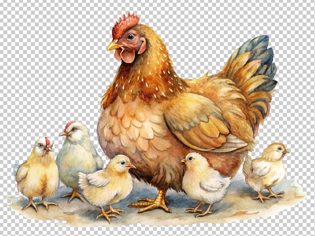 PSD brązowa kurczak z pisklętami