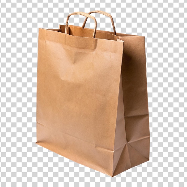 PSD brązowa papierowa torba na zakupy izolowana na przezroczystym tle
