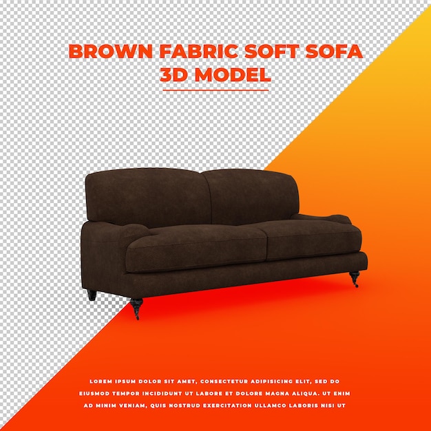 Brązowa Tkanina Miękka Sofa Na Białym Tle Model 3d