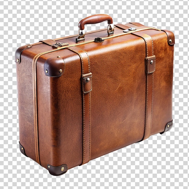 PSD brązowa vintage walizka izolowana na przezroczystym tle