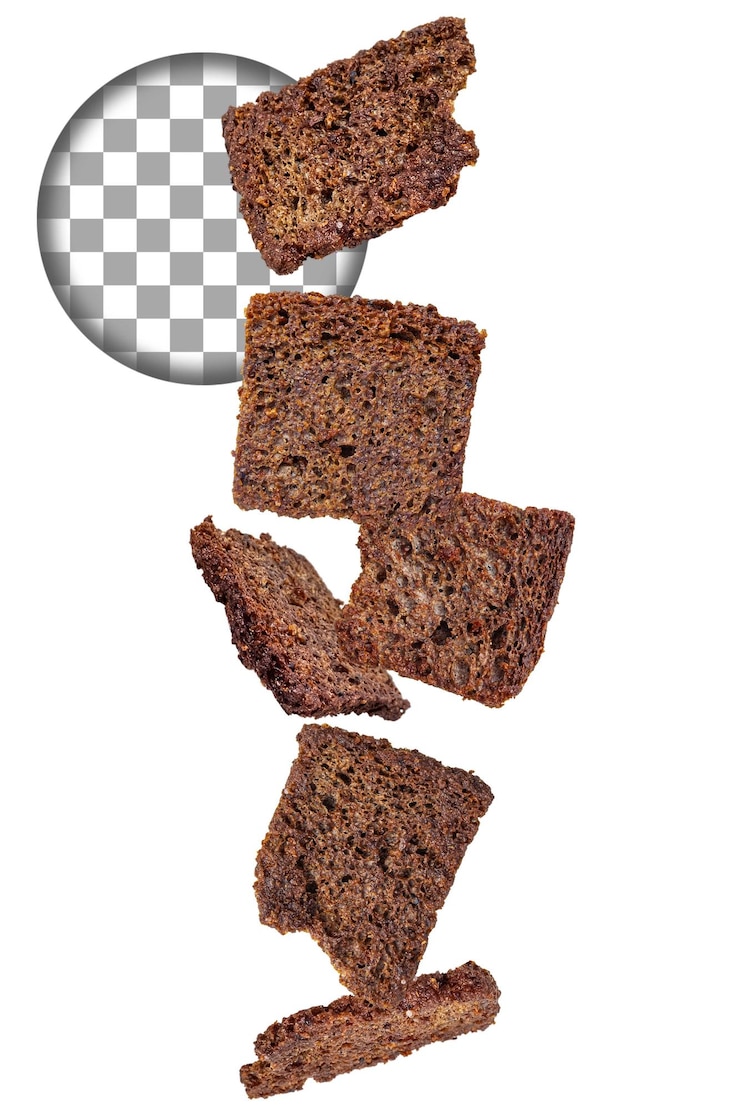 PSD brązowe toasty z żyta izolowane na przezroczystym tle
