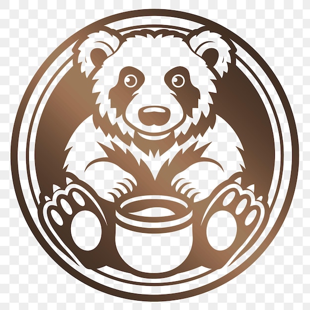 PSD brązowy niedźwiedź siedzi na garnku jedzenia