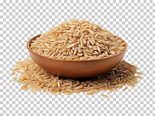PSD brązowy ryż w drewnianej misce na przezroczystym tle png psd