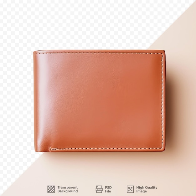 PSD brązowy skórzany portfel z napisami 