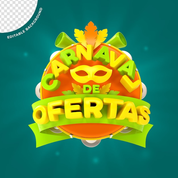 Brazylia Carnival Element Logo 3d Do Kompozycji Psd Render