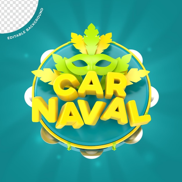 Brazylia Carnival Element Logo 3d Do Kompozycji Psd Render