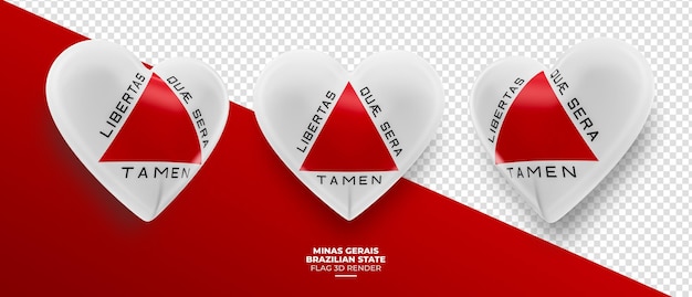 Brazylijska Flaga Stanu Minas Gerais W Sercu Renderowania 3d Z Przezroczystym Tłem