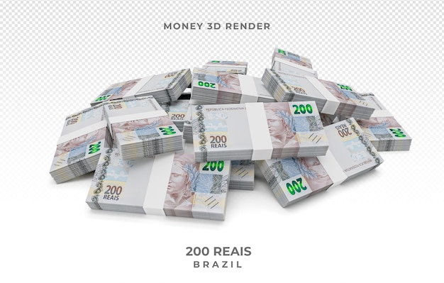 PSD brazylijski pieniądze z banknotów 200 reali renderowania 3d