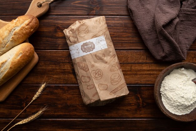 Bread bio packaging in real context mockup