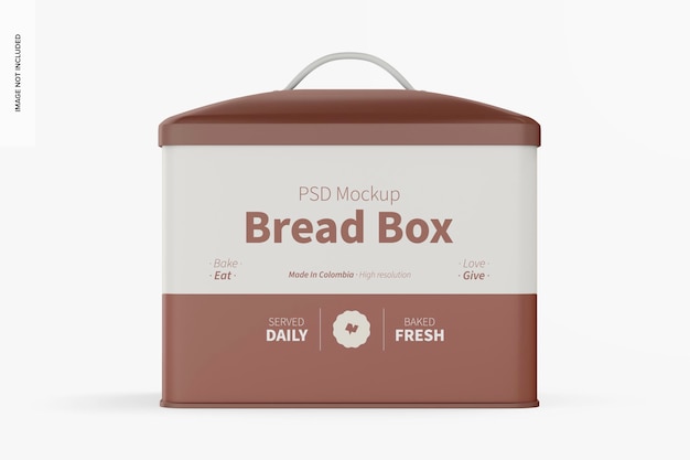 Bread box mockup, front view