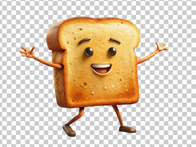 Bread cartoon character on white background