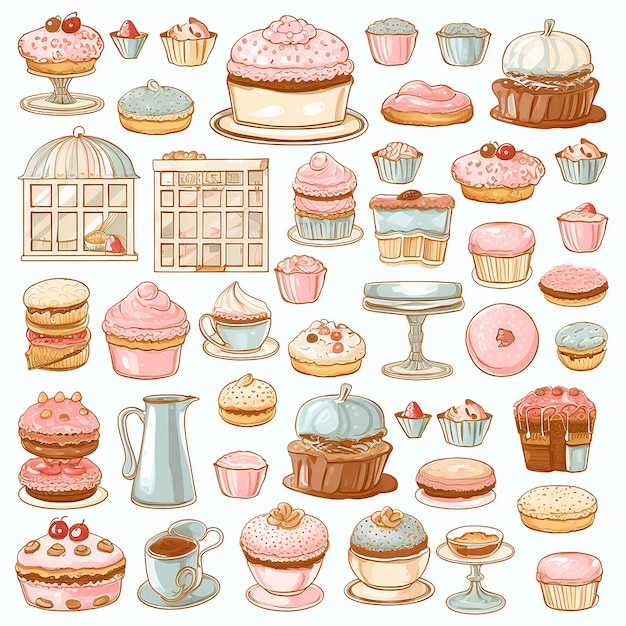 PSD bread_clipart_sets_white_background_pastel_colors