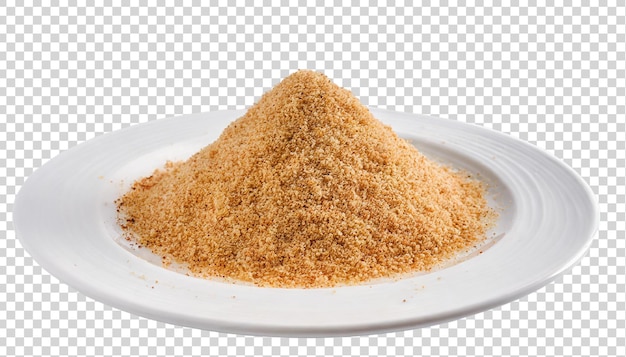 PSD bread crumbs on a white plate isolated on transparent background