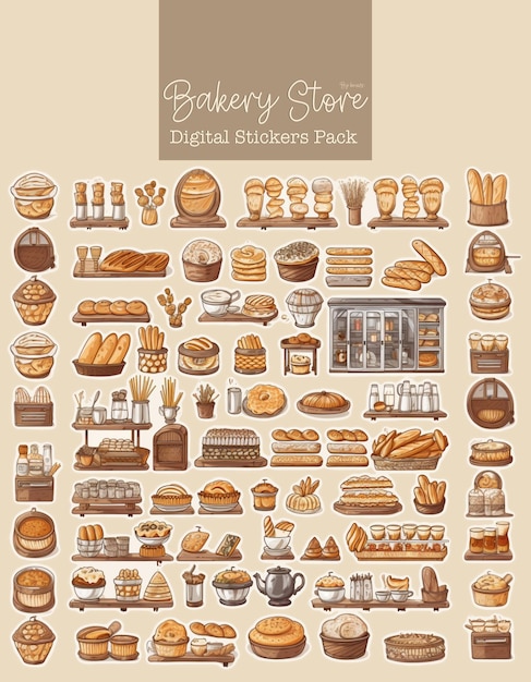 Bread_shop_stuffs_clipart_sets_white_background_pastel_color