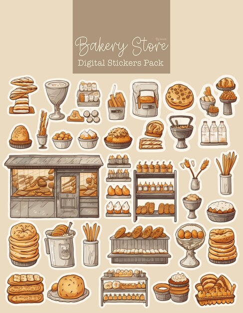 Bread_shop_stuffs_clipart_sets_white_background_pastel_color