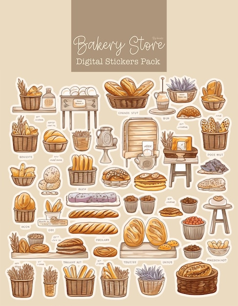 Bread_shop_stuffs_clipart_sets_white_background_pastel_color