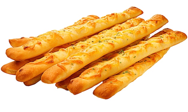 Bread sticks with cheese and herbs isolated on transparent background