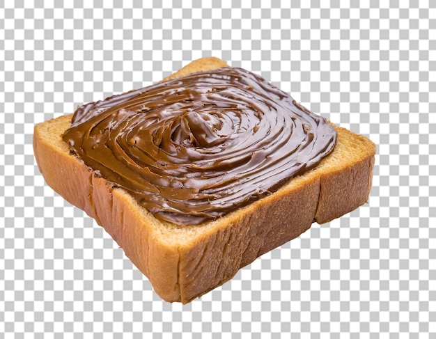 Bread with chocolate cream with hazelnut isolated on transparent background