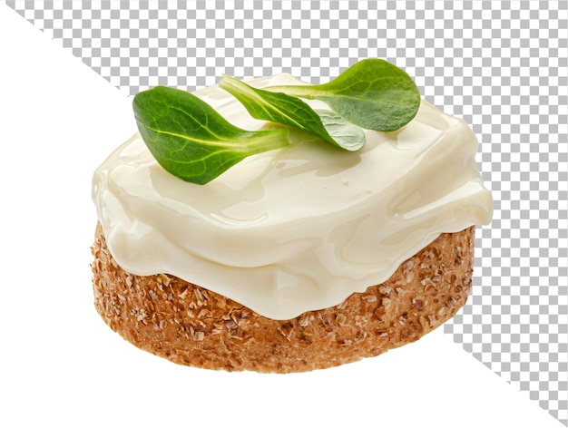 Bread with cream cheese isolated