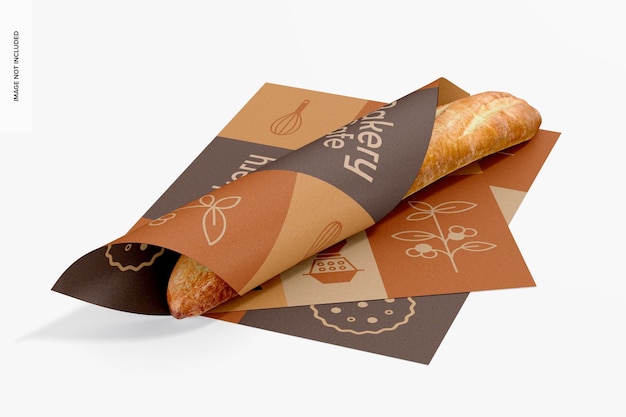 Pane carta da imballaggio mockup, prospettiva